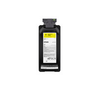 Epson yellow ink cartridge for ColorWorks label printers, featuring a black casing with a yellow identification label