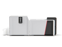 Evolis Primacy 2 card printer with laminator module side view.