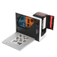 Evolis Agilia ID card printer open showing internal card printing mechanism