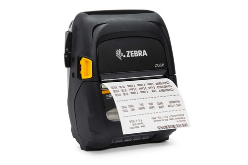 Zebra ZQ511 rugged mobile printer printing barcode labels