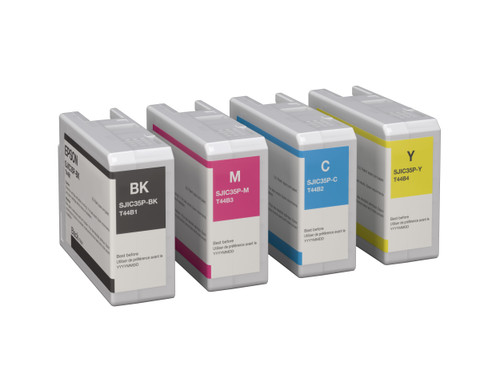 Epson SJIC35P CMYK ink cartridge set for CW-C6500 and CW-C6000 color label printers