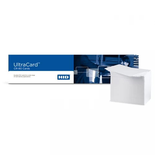 HID Fargo UltraCard CR80 30 mil Blank White PVC Cards — 500 Pack