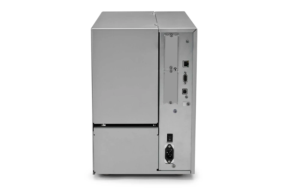 Zebra ZT510 industrial label printer rear view with connectivity ports