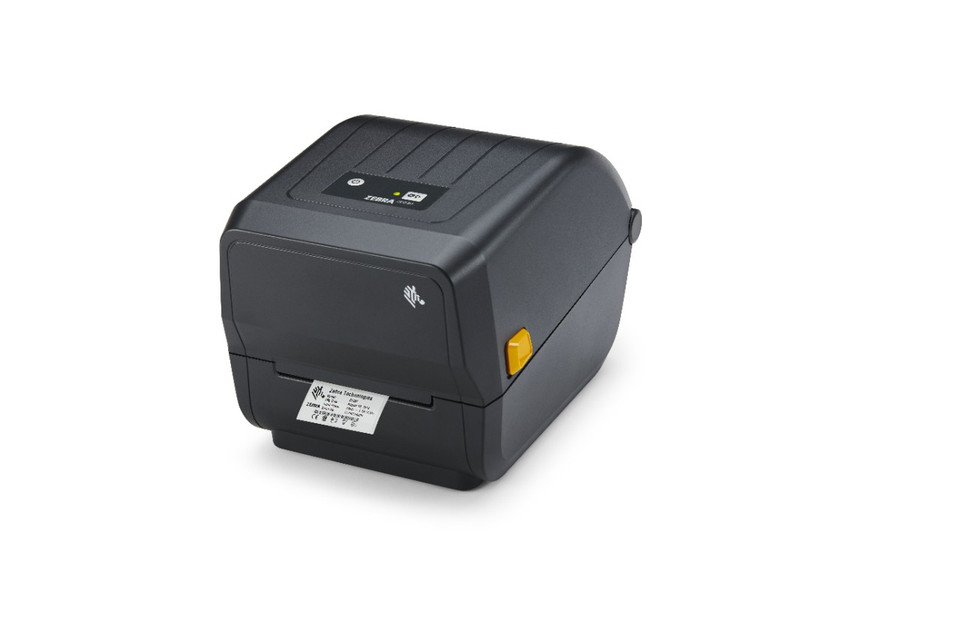 Zebra ZD200 series thermal label printer printing barcode shipping label