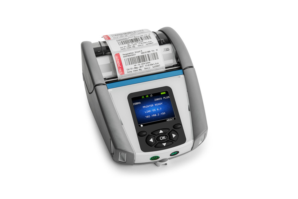 Zebra ZQ620 Plus HealthCare Mobile Printer, a compact Zebra mobile printer for healthcare applications.