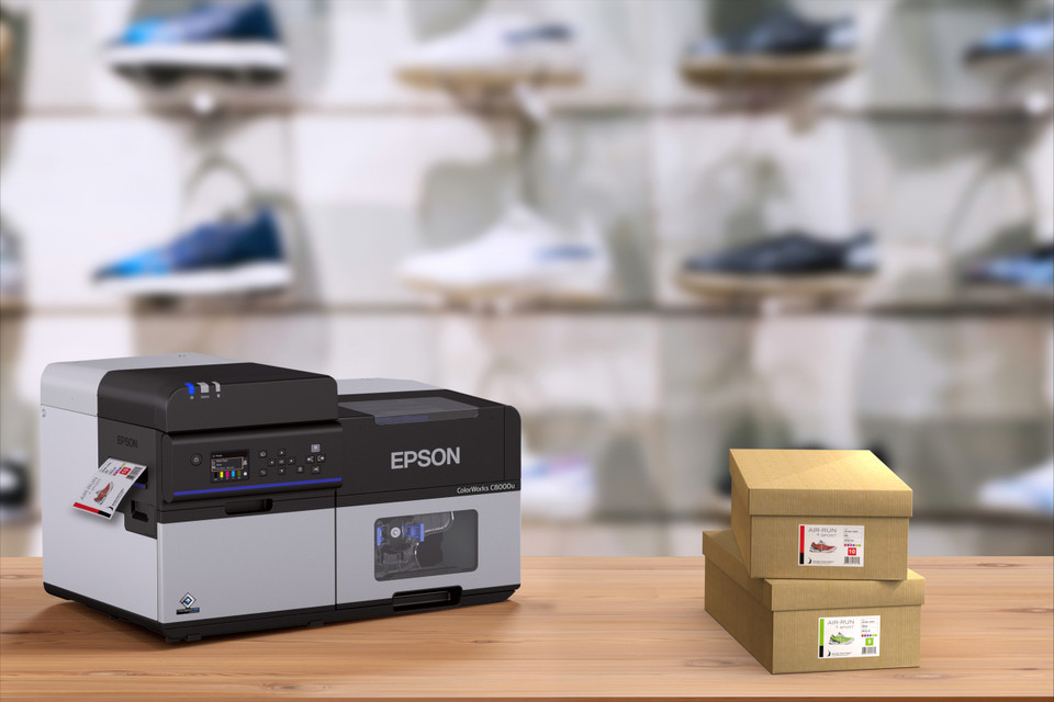 Epson ColorWorks CW-C8000U color label printer for product packaging and shipping labels
