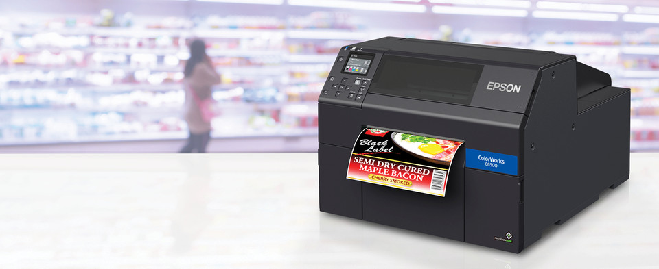 Epson ColorWorks CW-C6500A color label printer in retail environment