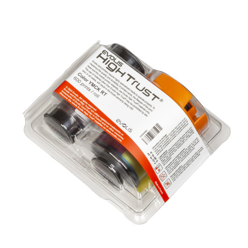 Evolis RT4F101A100 YMCK color ribbon for Agilia ID card printer, 600 prints per roll
