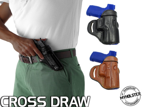 Ruger SR9E OWB Open Top Leather CROSS DRAW Holster