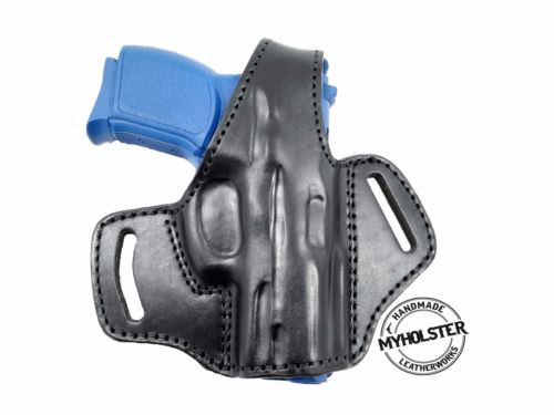 OWB Thumb Break Leather Belt Holster Fits S&W Shield 9 with crimson laser