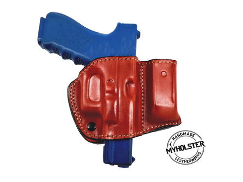 Holster and Mag Pouch Combo - OWB Leather Belt Holster Fits Glock 17/22/31