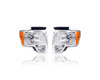 Headlight Assembly - Compatible/Replacement for '09-14 Ford F-150 XLT/XTR/STX/XL/FX4/King Ranch/Lariat/Platinum/Harley Davidson - Chrome Trim - Pair, Left + Right Set - DL3Z13008A, DL3Z13008B CAPA