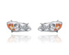 Headlight Assembly - Compatible/Replacement for '03-04 Toyota Corolla CE/LE - Chrome Interior - Pair, Left Driver + Right Passenger Set - 8111002190, 8115002200 CAPA