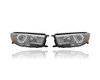 Headlight Assembly - Compatible/Replacement for '14-16 Toyota Highlander/Hybrid LE/LE Plus/XLE/Limited - Smoked Grey Chrome Bezel - Pair, Left Driver + Right Passenger Set - 811100E250, 811500E250