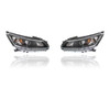 Headlight Assembly - Compatible/Replacement for '13-15 Honda Accord Sedan EXL V6/3.5L - Halogen With LED Daytime Running Light - Pair, Left Driver + Right Passenger Set - 33100T2AA11, 33100T2AA21