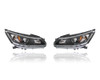 Headlight Assembly - Compatible/Replacement for '13-15 Honda Accord Sedan EXL V6/3.5L - Halogen With LED Daytime Running Light - Pair, Left Driver + Right Passenger Set - 33100T2AA21, 33150T2AA21 CAPA