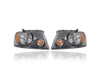 Headlight Assembly - Compatible/Replacement for '07-08 Ford F-150 Lariat/Limited - Shadow Gray Interior - Pair, Left Driver + Right Passenger Set - 7L3Z13008CA, 7L3Z13008DA - CAPA