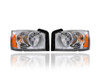 Headlight Assembly - Compatible/Replacement for '06-07 Dodge Dakota - Without Black Bezel - Pair, Left Driver + Right Passenger Set - 55077606AC, 55077607AC
