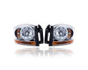 Headlight Assembly - Compatible/Replacement for '06-06 Dodge RAM Pickup 1500/2500/3500 - Halogen, Chrome Interior Bezel - Pair, Left Driver + Right Passenger Set - 55077794AD, 55077795AD