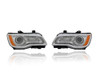 Headlight Assembly For 11-14 Chrysler 300-Base/C/Limited - Halogen, Chrome Bezel Type 1, Exclude HID - Pair, Left Driver + Right Passenger Set - 68143002AC, 68143003AC