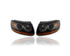 Headlight - Compatible/Replacement for '10-12 Hyundai Santa Fe - Halogen With Orange Light-Bar On Bottom, Black Bezel - Pair, Left Driver + Right Passenger Set - 921020W100, 921010W100
