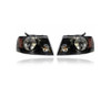 Headlight - Compatible/Replacement for '06-08 Ford F-150 Lariat/Harley Davidson - Black - Pair, Left Driver + Right Passenger Set - 7L3Z13008EA, 7L3Z13008HA - CAPA