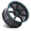 RC208 BPU - 18in, Flow Formed Aluminum, Gloss Black W/ Teal Stripe, 18X8.5, 5X4.5, 35mm, 194933385966, 194933385966