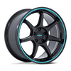 RC208 BPU - 19in, Flow Formed Aluminum, Gloss Black W/ Teal Stripe, 19X9.5, 5X4.5, 38mm, 194933385805, 194933385805