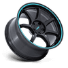 RC208 BPU - 19in, Flow Formed Aluminum, Gloss Black W/ Teal Stripe, 19X8.5, 5X100, 35mm, 194933385829, 194933385829