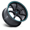 RC208 BPU - 19in, Flow Formed Aluminum, Gloss Black W/ Teal Stripe, 19X8.5, 5X4.5, 35mm, 194933385843, 194933385843