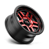 Recon - 18in, Cast Aluminum, Gloss Black Mach W/ Red Tint, 18X8.5, 5X5.0, 0mm, 194933005888, 194933005888