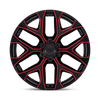 PR177 - 20in, Cast Aluminum, Gloss Black Red Milled, 20X9, 6X5.5, 24mm, 194933327119, SAE J2530 JWL VIA, 194933327119