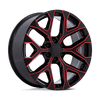 PR177 - 22in, Cast Aluminum, Gloss Black Red Milled, 22X9, 6X5.5, 24mm, 194933343010, SAE J2530 JWL VIA, 194933343010