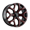 PR176 - 20in, Cast Aluminum, Gloss Black Red Milled, 20X9, 6X5.5, 24mm, 757558761487, SAE J2530 JWL VIA, 757558761487