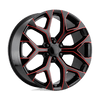 PR176 - 20in, Cast Aluminum, Gloss Black Red Milled, 20X9, 6X5.5, 24mm, 757558761487, SAE J2530 JWL VIA, 757558761487