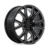 PR199 - 22in, Cast Aluminum, Gloss Black Milled, 22X9, 6X5.5, 28mm, 757558761111, SAE J2530 JWL VIA, 757558761111
