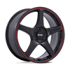 P2E - 20in, Cast Aluminum, Matte Black W/ Red Lip, 20X8.5, 5X112/120, 35mm, 194933369706, SAE J2530 JWL VIA, 194933369706