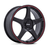 P2E - 19in, Cast Aluminum, Matte Black W/ Red Lip, 19X8, 5X112/120, 35mm, 194933369744, SAE J2530 JWL VIA, 194933369744