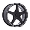 P2E - 18in, Cast Aluminum, Gloss Black W/ Machined Lip, 18X8, 5X112/120, 35mm, 194933370122, SAE J2530 JWL VIA, 194933370122