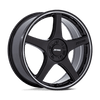 P2E - 20in, Cast Aluminum, Gloss Black W/ Machined Lip, 20X8.5, 5X4.25/4.5, 40mm, 194933370061, SAE J2530 JWL VIA, 194933370061