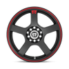 FS5 - 16in, Cast Aluminum, Matte Black W/ Red Stripe, 16X7, 4X100/4.5, 40mm, 843962049508, SAE J2530, 843962049508