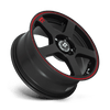 FS5 - 17in, Cast Aluminum, Matte Black W/ Red Stripe, 17X7, 5X100/4.5, 40mm, 843962049430, SAE J2530, 843962049430