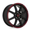 CS8 - 16in, Cast Aluminum, Satin Black W/ Red Stripe, 16X7, 5X4.25/4.5, 40mm, 885463803388, SAEJ2530 JWL VIA, 885463803388