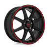 CS8 - 15in, Cast Aluminum, Satin Black W/ Red Stripe, 15X6.5, 5X100/4.5, 40mm, 885463803425, SAEJ2530 JWL VIA, 885463803425