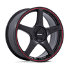 P2E - 17in, Cast Aluminum, Matte Black W/ Red Lip, 17X8, 5X4.25/4.5, 40mm, 194933369850, SAE J2530 JWL VIA, 194933369850