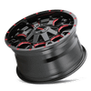 Warrior - 20in, Gloss Black Milled Prism Red, 20X9, 5x127/5x139.7, 0mm, 729419130954, 729419130954