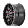 Warrior - 20in, Gloss Black Milled Prism Red, 20X9, 6x135/6x139.7, 0mm, 729419128876, 729419128876