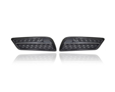 Fog Light Cover - Compatible/Replacement for '14-16 Acura MDX - Chrome/Black - Pair, Left Driver + Right Passenger Set - 71102TZ5A00, 71107TZ5A01
