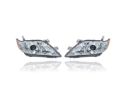 Headlight - Compatible/Replacement for '07-09 Toyota Camry Base/CE/LE/XLE (Japan Built) - Chrome Bezel - Pair, Left Driver + Right Passenger Set - 8113033652, 8117033652 - CAPA Headlight - Compatible/Replacement for '07-09 Toyota Camry Base/CE/LE/XLE (Japan Built) - Chrome Bezel - Pair, Left Driver + Right Passenger Set - 8113033652, 8117033652 - CAPA