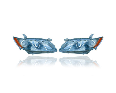 Headlight - Compatible/Replacement for '07-09 Toyota Camry Hybrid (Japan Built) - Halogen - Pair, Left Driver + Right Passenger Set - 8113033662, 8117033662